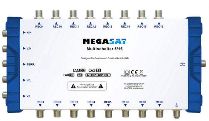 Megasat Multischalter 5/16 (blau/ Weiß) 3 Megasat Multischalter 5/16 (blau/ Weiß)