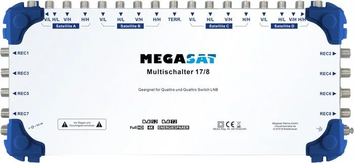 Megasat Multischalter 17/8 (blau/ Weiß) 3 Megasat Multischalter 17/8 (blau/ Weiß)