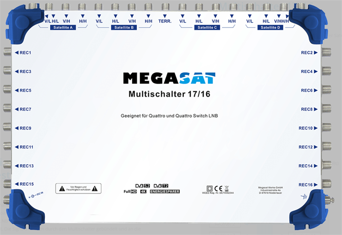 Megasat Multischalter 17/16 (blau/ Weiß) 3 Megasat Multischalter 17/16 (blau/ Weiß)