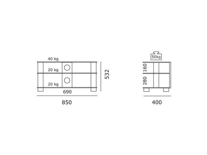 Just-racks Spectral TV-Ständer - TV8553AL (klarglas) 4 Just-racks Spectral TV-Ständer - TV8553AL (klarglas) – Bild 2