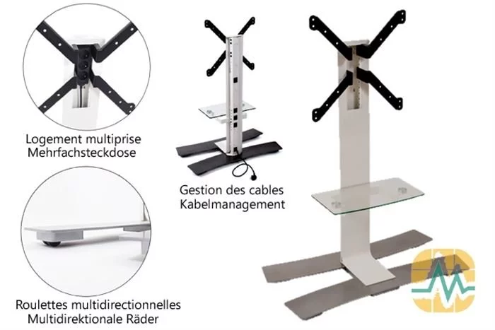 ERARD TV-Ständer - WILL 1400XL 40" Bis 85" + Tablett (weiss) 6 ERARD TV-Ständer - WILL 1400XL 40" Bis 85" + Tablett (weiss) – Bild 4