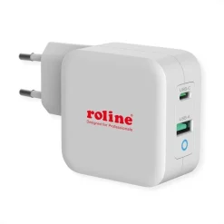 Roline USB Adapter - Mit Euro-Stecker, 2 Port 65W (weiss)